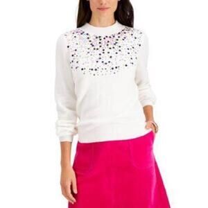 Charter Club Sequined Sweater Cloud L